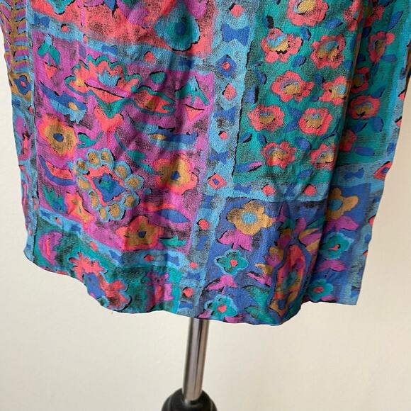 Karen Kane sz 8 Vintage 90s abstract faux wrap skirt - Picture 3 of 6